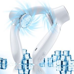 Portable Neck Fan Upgraded Neck Air Conditioner 2X Cooling Pads Rechargeable Fan